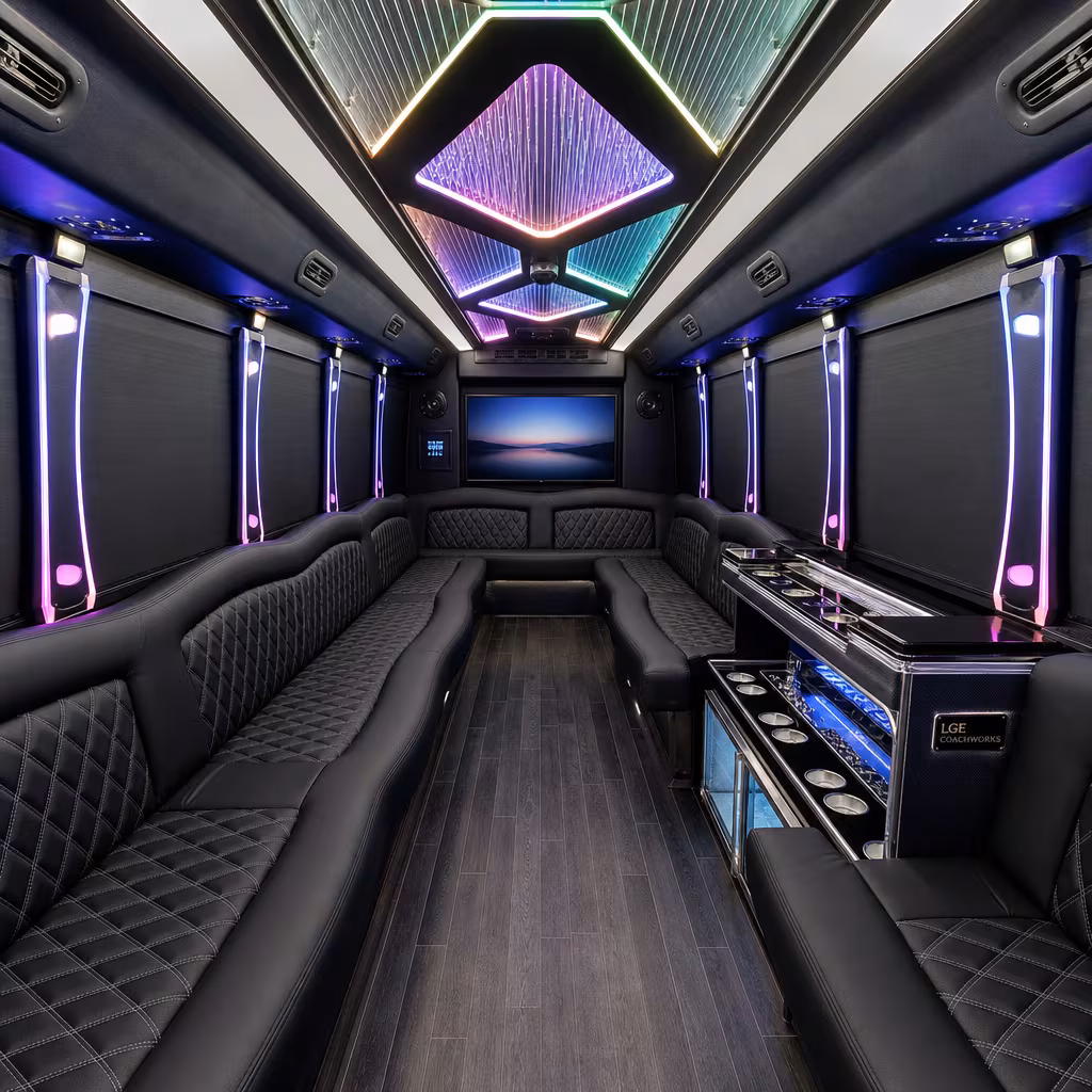15 Passenger Party Bus Inside