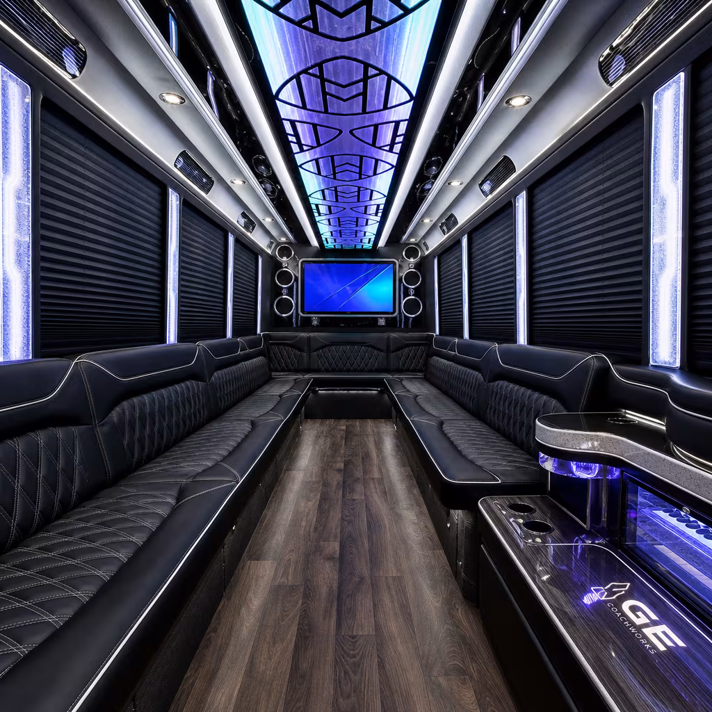 15 Passenger Party Bus Interior
