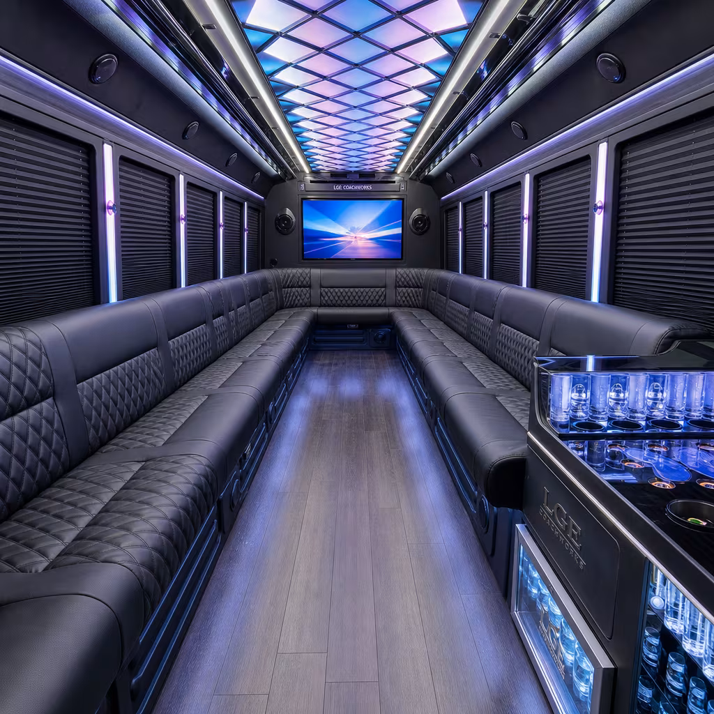 18 Passenger Party Bus Inside