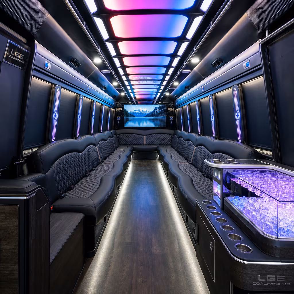 18 Passenger Party Bus Interior