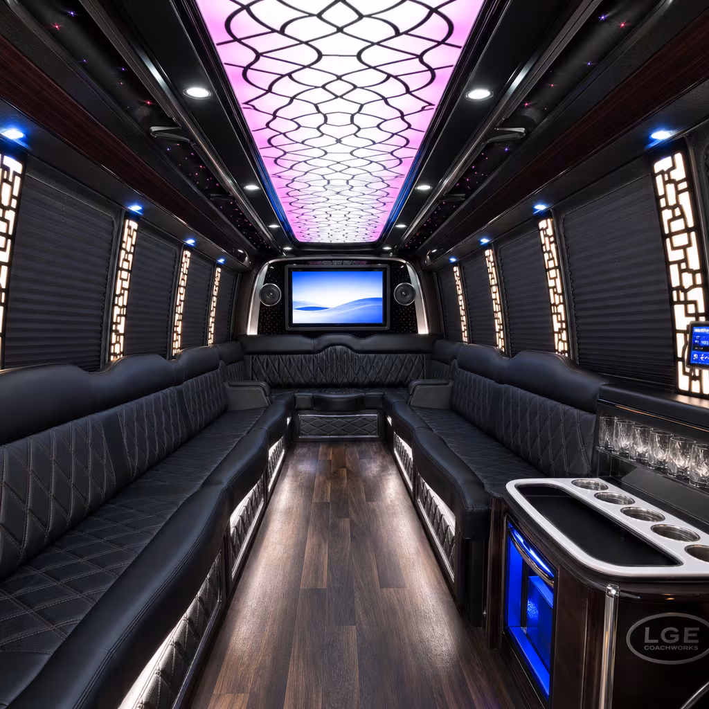 20 Passenger Party Bus Inside