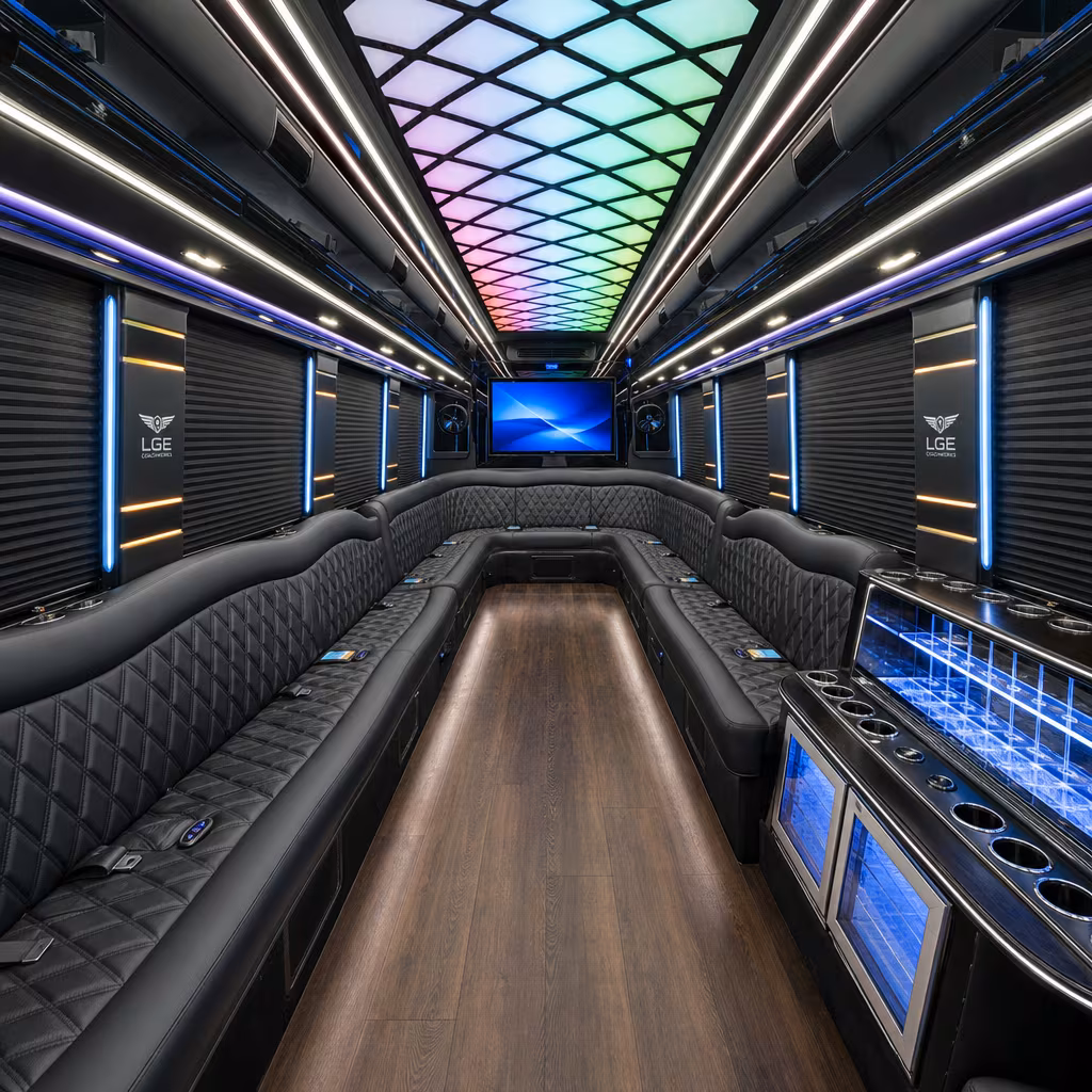 20 Passenger Party Bus Interior