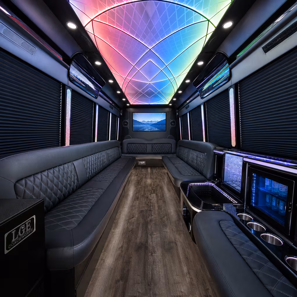 25 Passenger Party Bus Interior