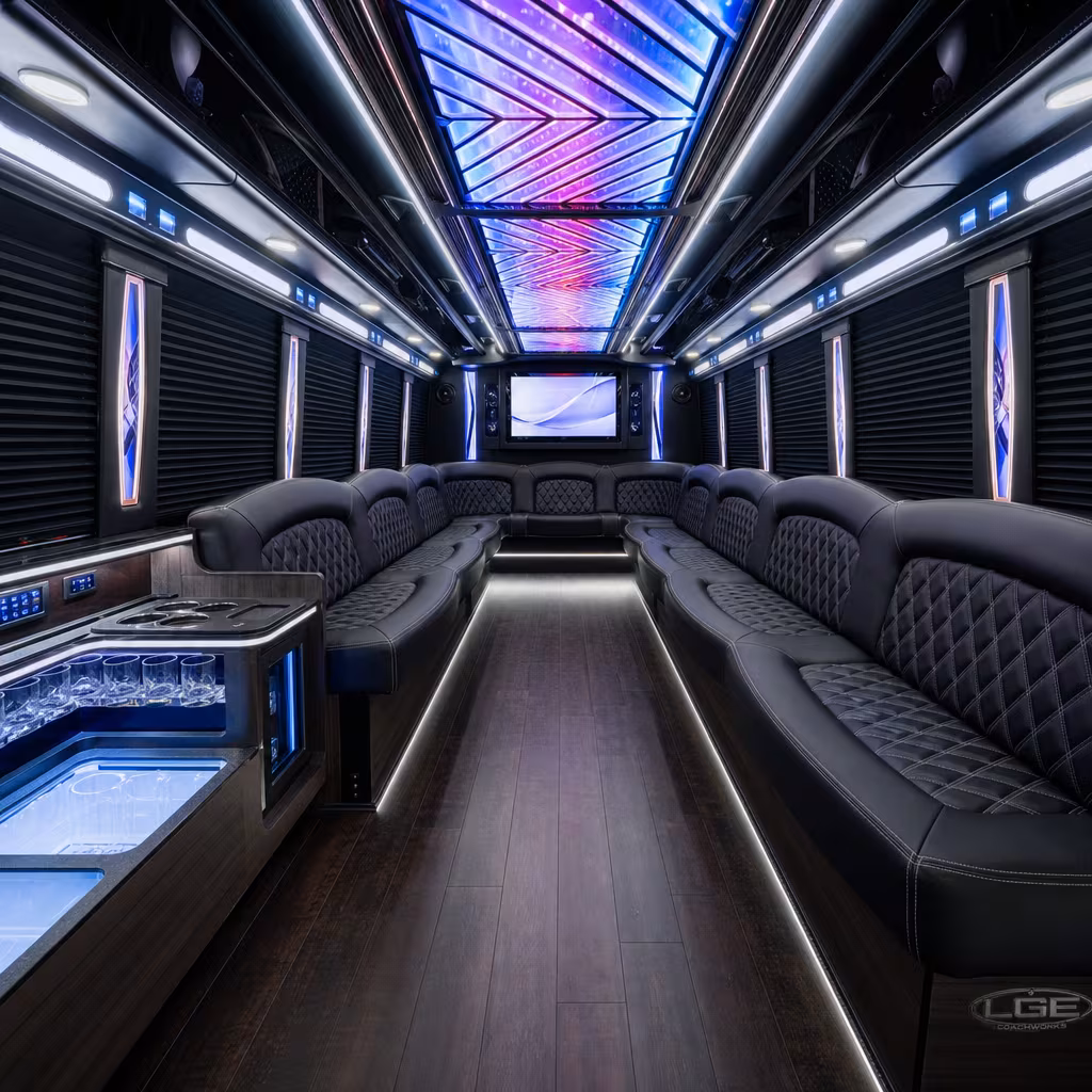 28 Passenger Party Bus Interior