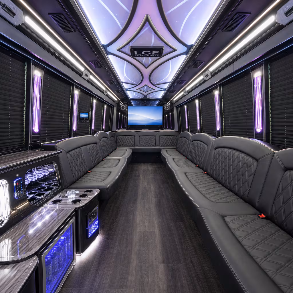 40 Passenger Party Bus Inside