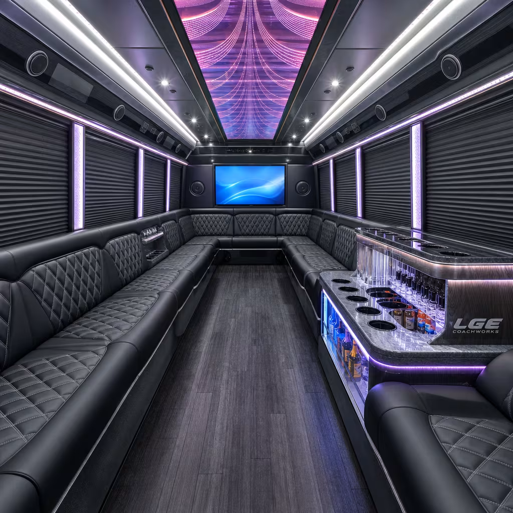 40 Passenger Party Bus Interior