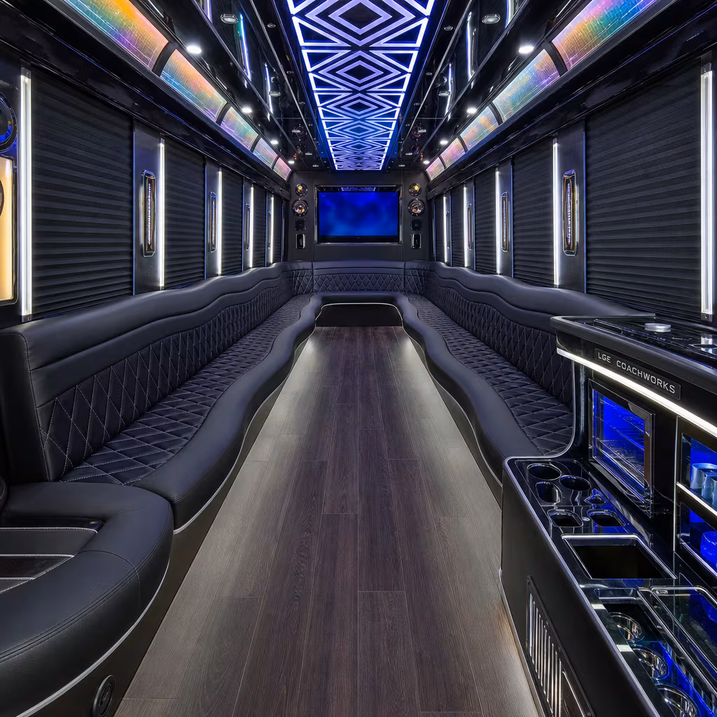 50 Passenger Party Bus Inside