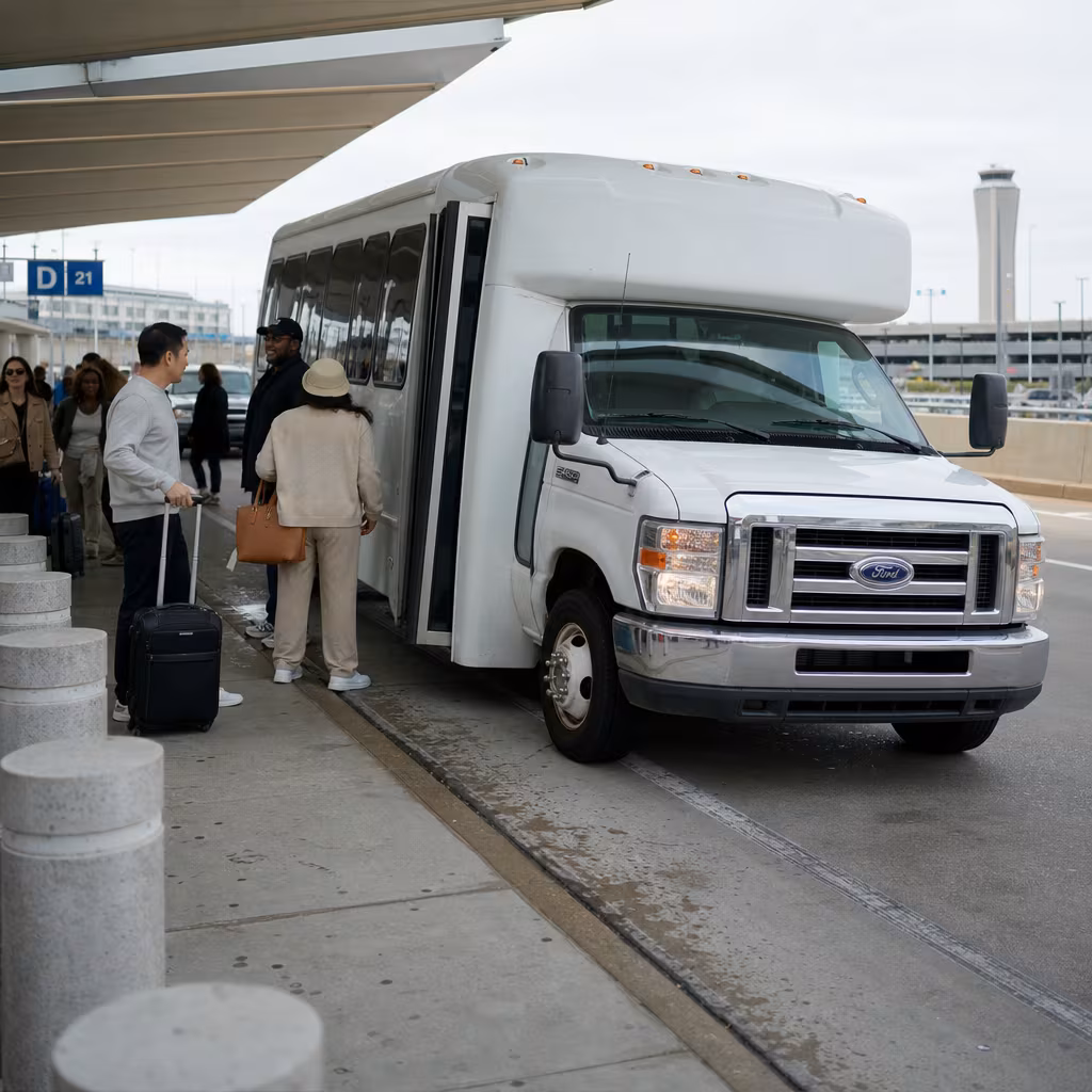 Black Mercedes Sprinter van staged for an Dallas Airport Transportation group
