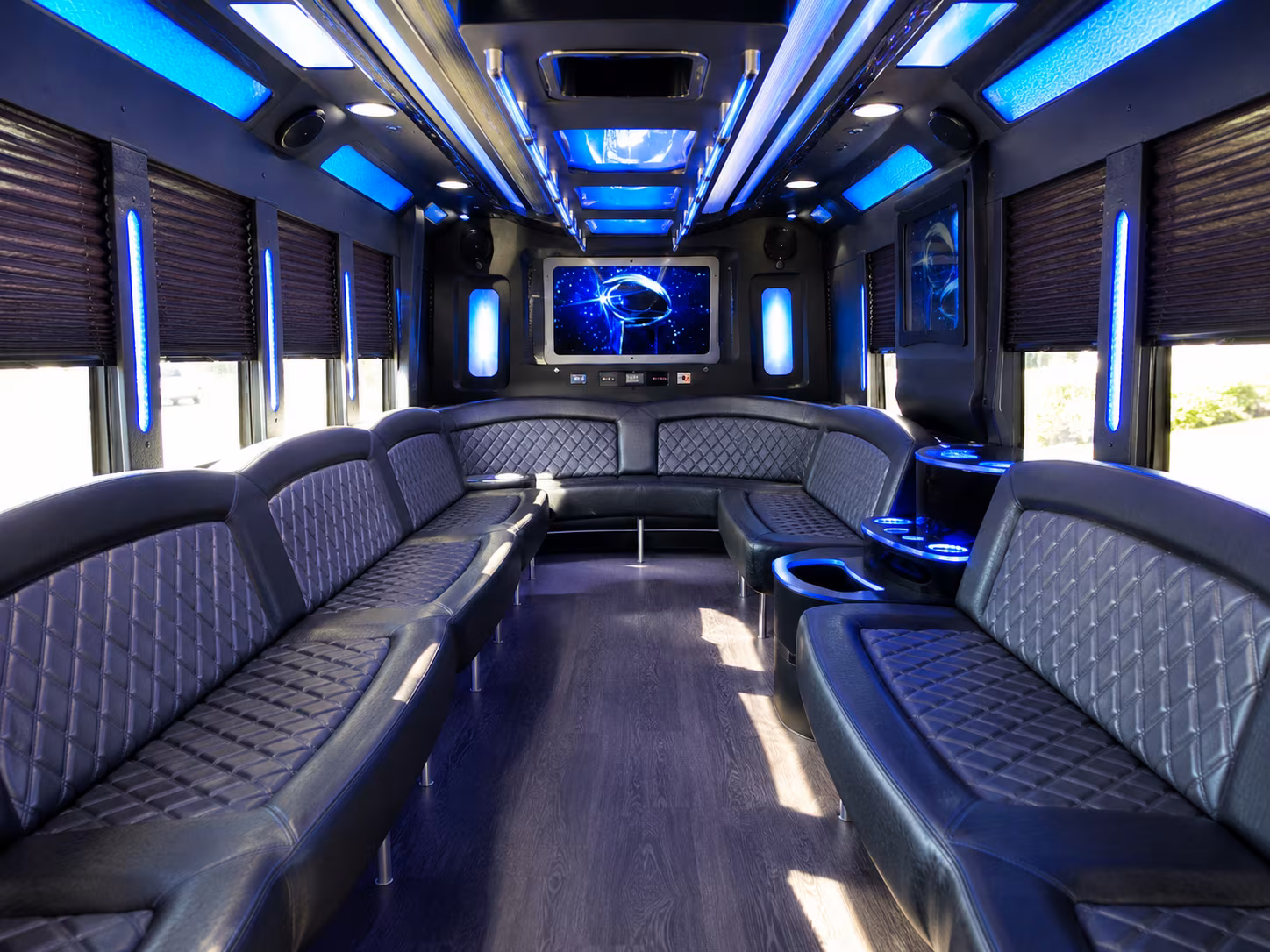Dallas Birthday, Sweet 16, & Quinceañera Transportation party bus interior