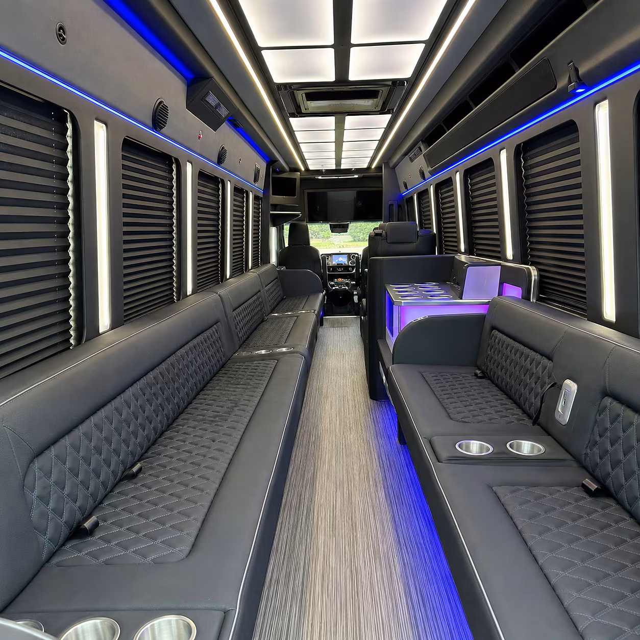 Dallas Sporting Event Transportation party bus interior