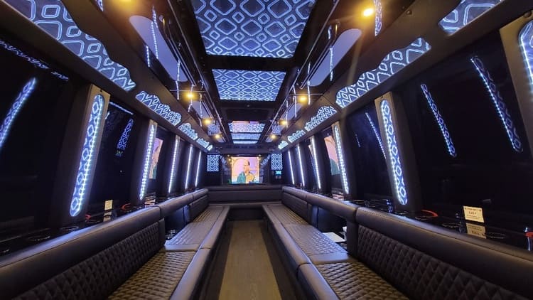 Grand Prairie 40 Passenger Limo Bus Interior